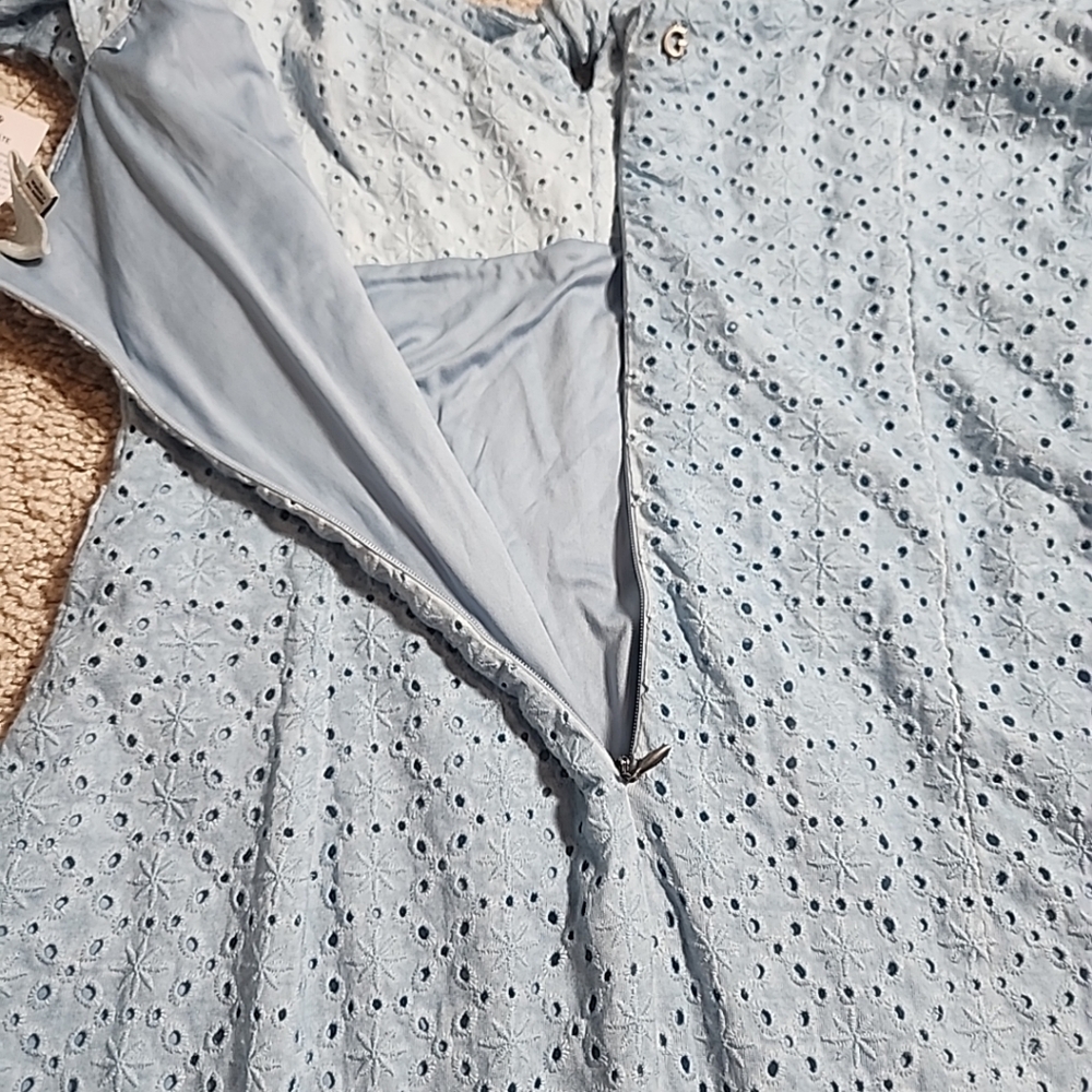 $128 Guess Women's Blue Breanna Eyelet Mini Dress Size L - Picture 10 of 11